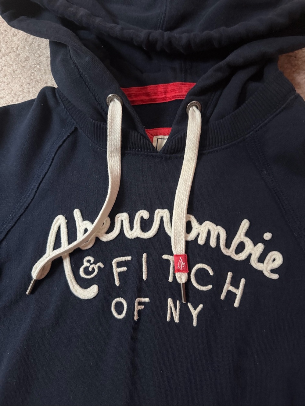 Abercrombie & Fitch Navy Hooded Pullover Sweatshirt XS like new - Picture 3 of 4